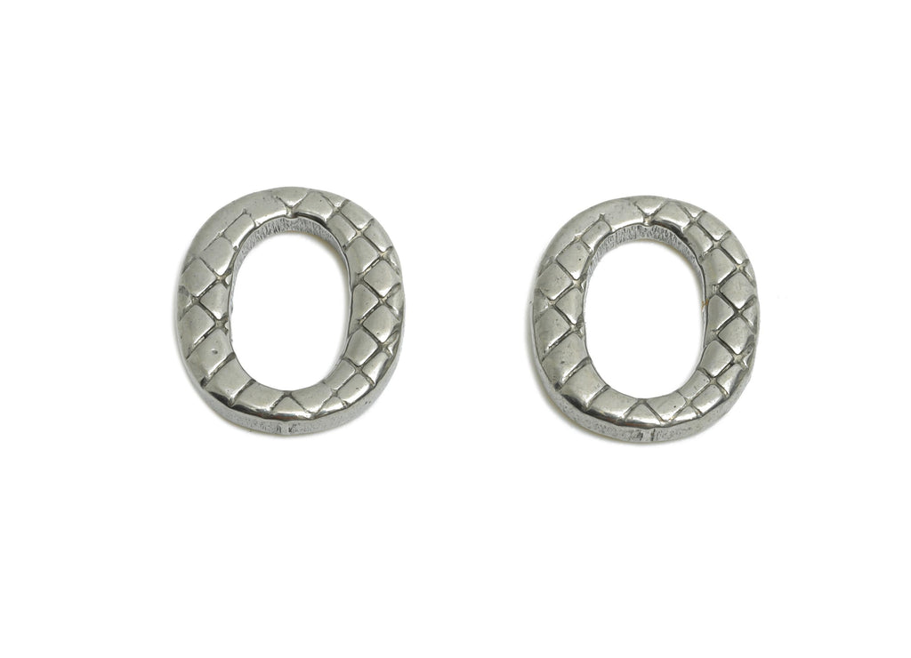 Textured Oval Connector - Steel Woven Pattern Charm - Snake Skin Textured Link Charm - Stainless Steel Jewelry - 11x10x1.91mm - SS1904 - DOMEDBAZAAR