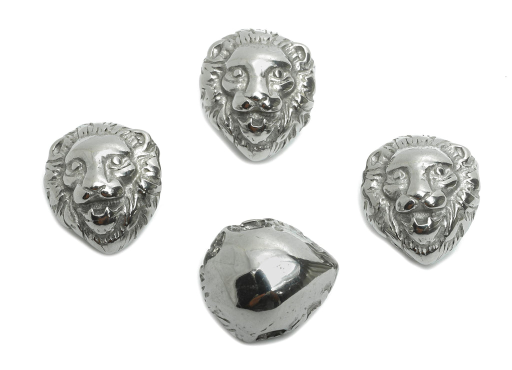 Steel Lion Head Bead - Lion Spacer Bead for Bracelet - 304 Stainless Steel - Heavy Metal Lion Bead - Statement Jewelry - 13x11x10mm - SS1580 - DOMEDBAZAAR