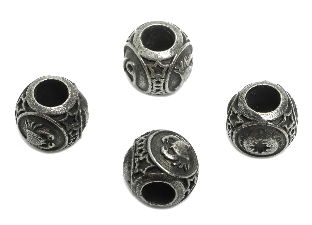 Steel Cancer Zodiac Beads - Astrology Spacer Bead for Bracelet - 304 Stainless Steel - Steel Horoscope Spacer Beads - 9x10x9.7mm - SS1560F - DOMEDBAZAAR