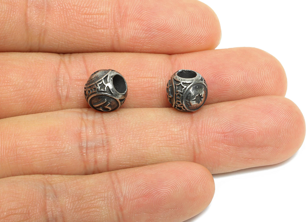 Steel Libra Zodiac Bead - Astrology Spacer Bead for Bracelet - 304 Stainless Steel - Statement Steel Horoscope Beads - 9x10x9.7mm - SS1560I - DOMEDBAZAAR