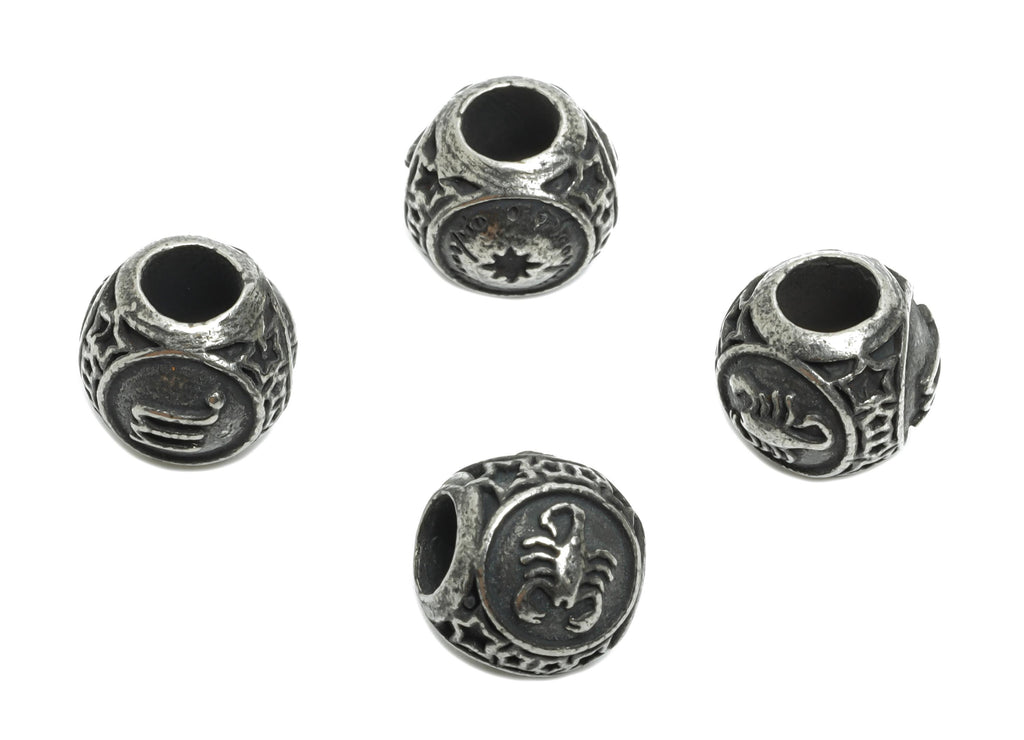 Steel Scorpio Zodiac Bead - Astrology Spacer Bead for Bracelet - 304 Stainless Steel - Statement Steel Horoscope Bead - 9x10x9.7mm - SS1560J - DOMEDBAZAAR
