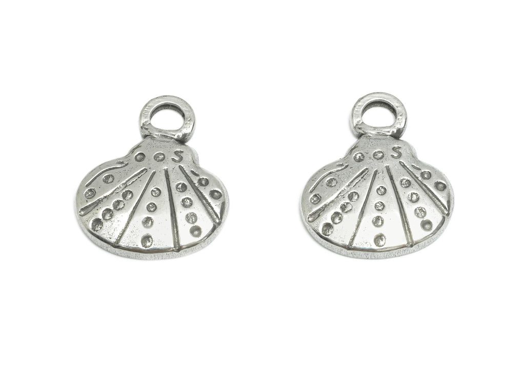 Stainless Steel Shell Charms - Textured Silver Shell Pendant - Minimalist Marine Charm - Steel Jewelry Accessory - 15.85x13.28x2mm - SS1854 - DOMEDBAZAAR