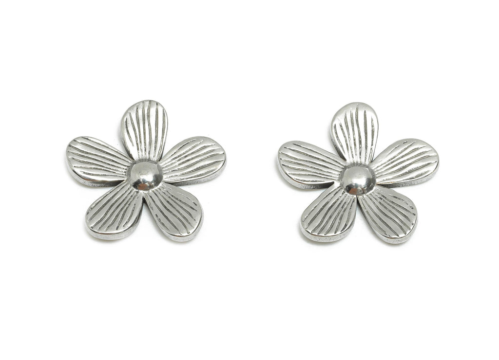 Stainless Steel Flower Charm - Textured Botanical Flower Charm - Spring Floral Design - Elegant Jewelry Making - 15.3x15.8x1.96mm - SS1772 - DOMEDBAZAAR