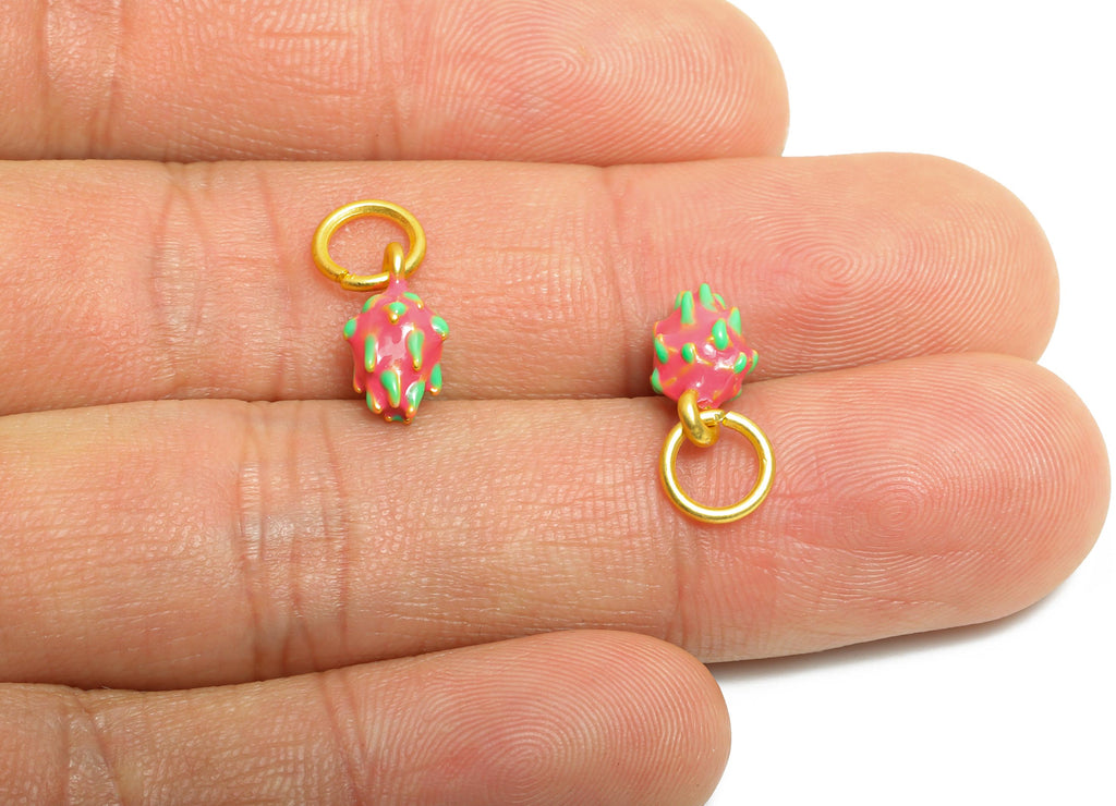 Alloy Pitaya Charm - Colorful Enamel for Bracelet - Miniature Playful Fruit Pendant - DIY Cute Pitaya Enamel Charm - 16x6x6.41mm - ZZ2060 - DOMEDBAZAAR