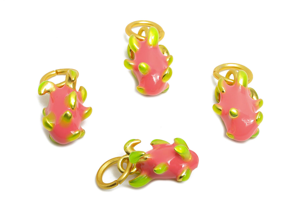 Alloy Pitaya Charm - Colorful Enamel for Bracelet - Miniature Playful Fruit Pendant - DIY Cute Pitaya Enamel Charm - 18x8x8.8mm - ZZ2067 - DOMEDBAZAAR