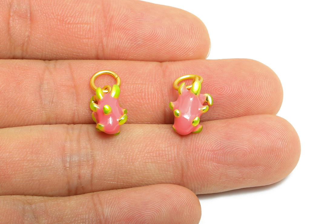 Alloy Pitaya Charm - Colorful Enamel for Bracelet - Miniature Playful Fruit Pendant - DIY Cute Pitaya Enamel Charm - 18x8x8.8mm - ZZ2067 - DOMEDBAZAAR