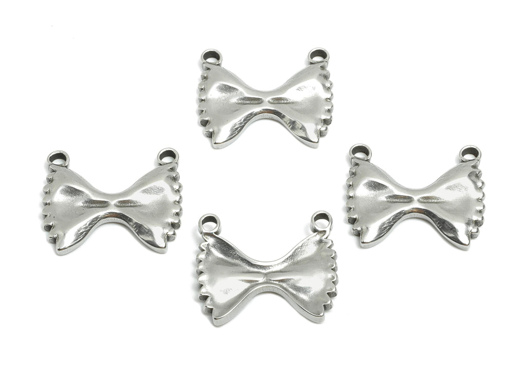 Stainless Steel Bow Pendant - Ballet Ribbon Charms for Necklace - Jewelry Making Supplies - Chic Charm for Bracelet - 16x19x2.8mm - SS1914 - DOMEDBAZAAR