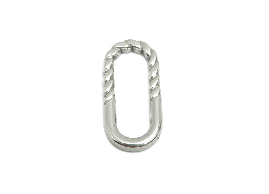 Rope Link Rectangular Pendant - Steel Textured Chain Connector - Chunky Twisted Minimalist Stainless Steel Jewelry - 21x10x2.29mm - SS1932 - DOMEDBAZAAR