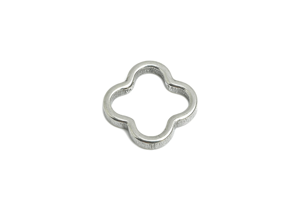 Steel Floral Connector - Steel Classic Flower Connector - Decorative Silver Color Flower Link Stainless Steel Jewelry - 15x15x2mm - SS1739 - DOMEDBAZAAR