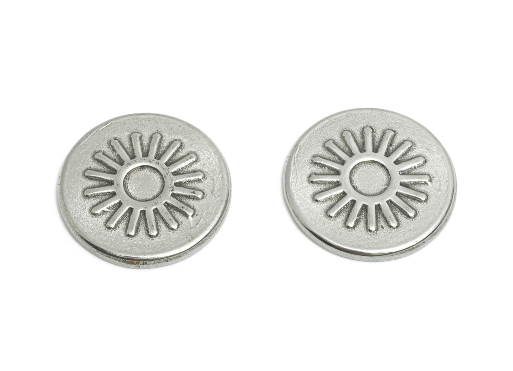 Stainless Steel Sun Charms - Sunburst Button Steel Charm - Round Craft Supply For Gemstone - Stainless Steel Jewelry - 16x16x1.63mm - SS1727 - DOMEDBAZAAR