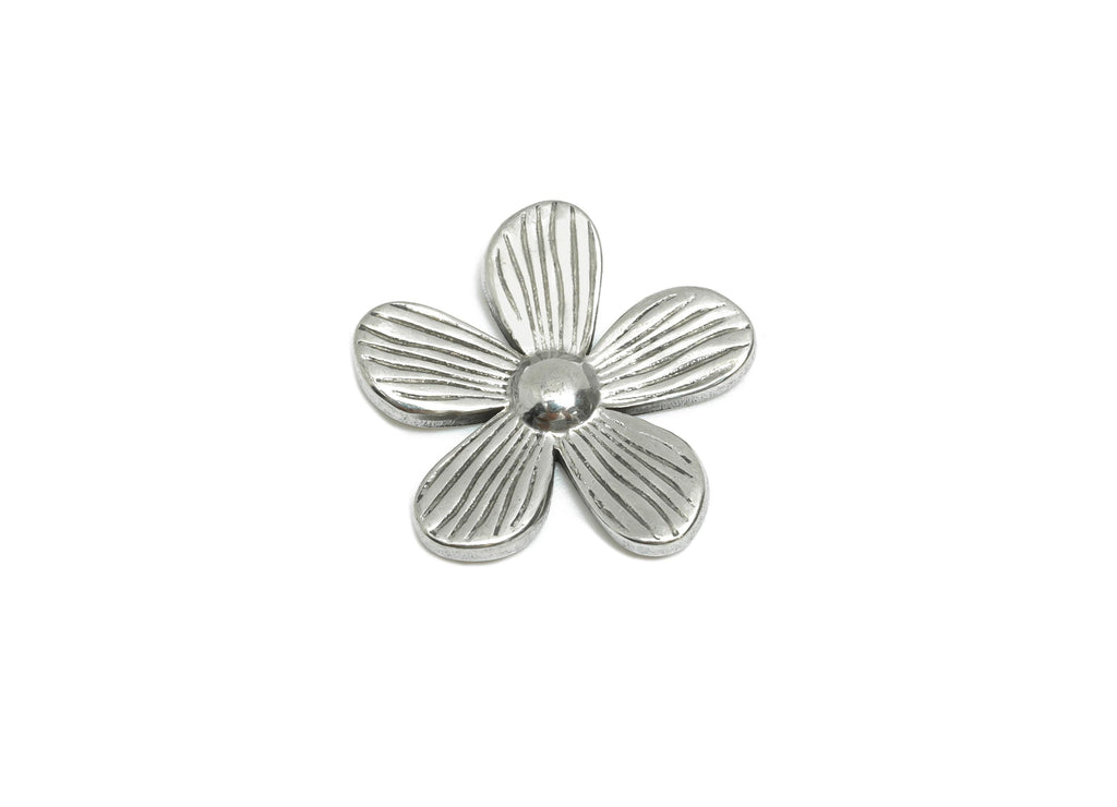 Stainless Steel Flower Charm - Textured Botanical Flower Charm - Spring Floral Design - Elegant Jewelry Making - 15.3x15.8x1.96mm - SS1772 - DOMEDBAZAAR