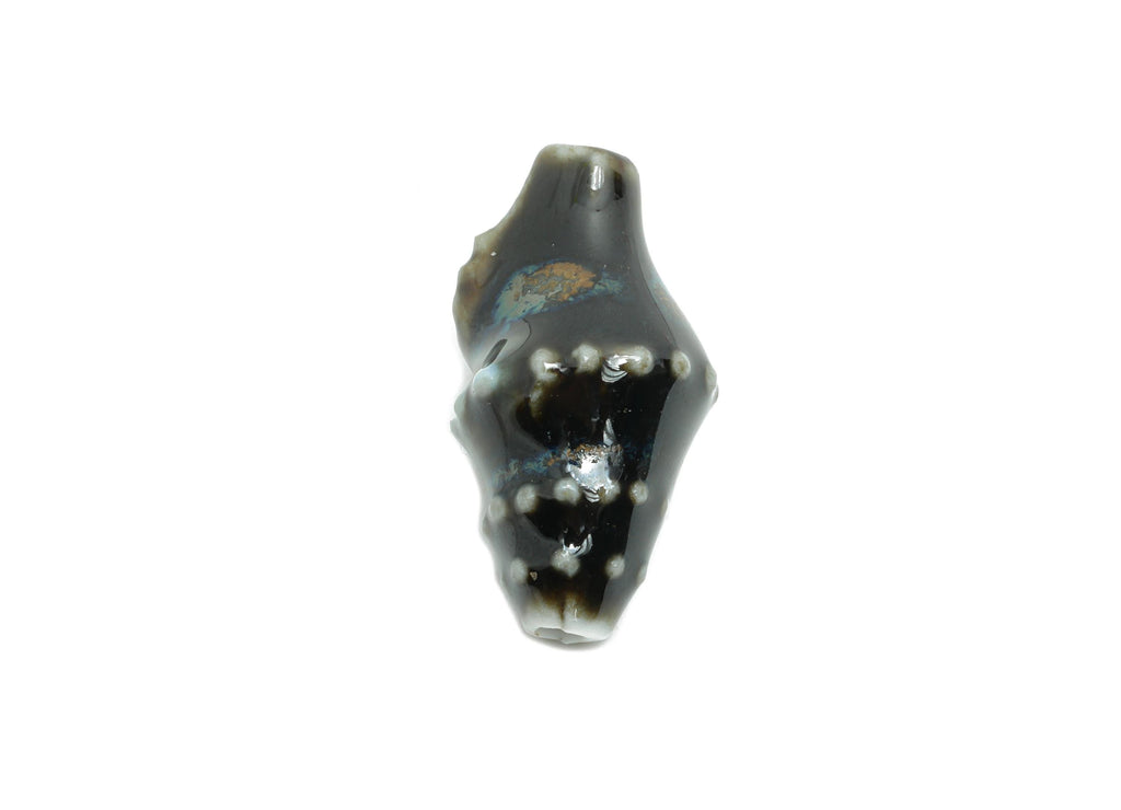 Ceramic Shell Beads - Craft Beads for Necklace or Bracelet - Rustic Coastal Accessories - Textured Making Supplies - 20x11x10.73mm - NS2775E - DOMEDBAZAAR