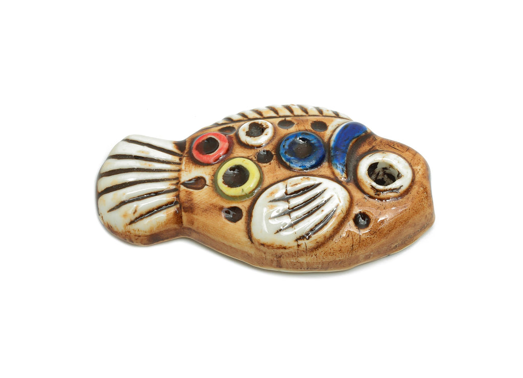 Glazed Ceramic Fish Beads - Craft Beads for Necklace or Bracelet - Marine Life Beads - Handmade  Making Supplies - 62x34x11.88mm - NS2778 - DOMEDBAZAAR