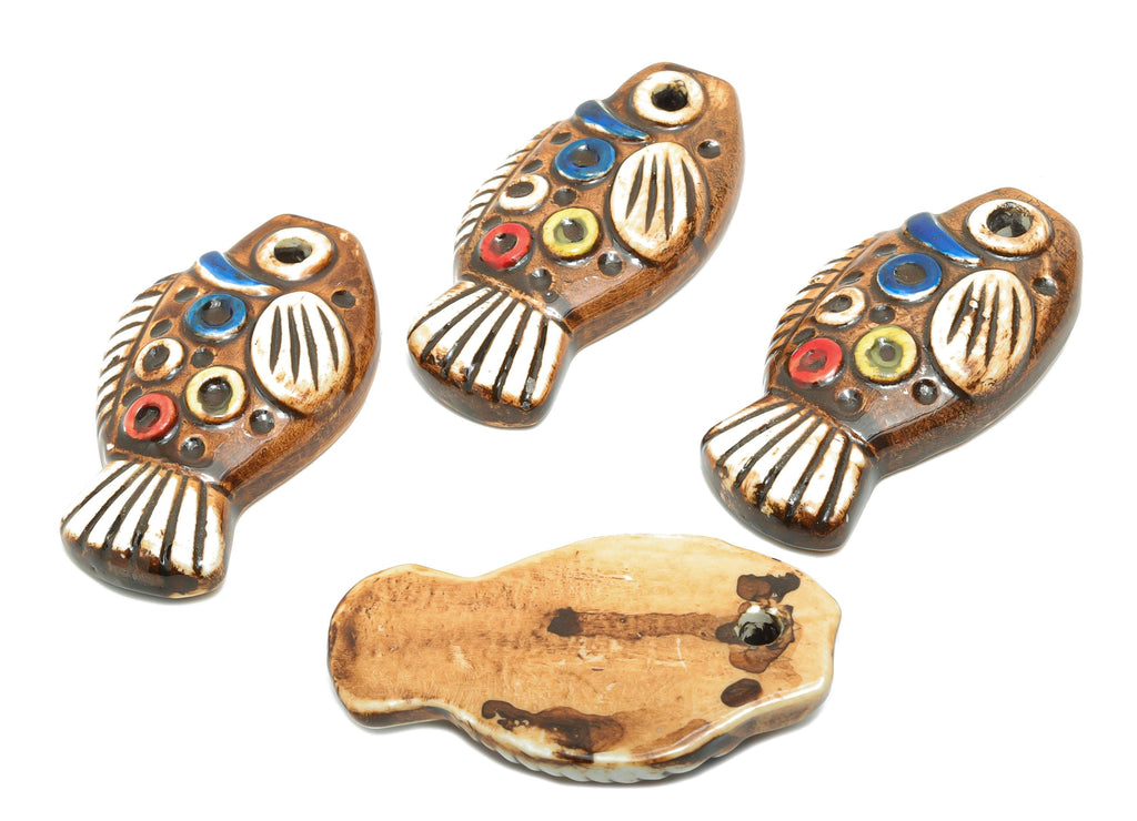 Glazed Ceramic Fish Beads - Craft Beads for Necklace or Bracelet - Marine Life Beads - Handmade  Making Supplies - 62x34x11.88mm - NS2778 - DOMEDBAZAAR