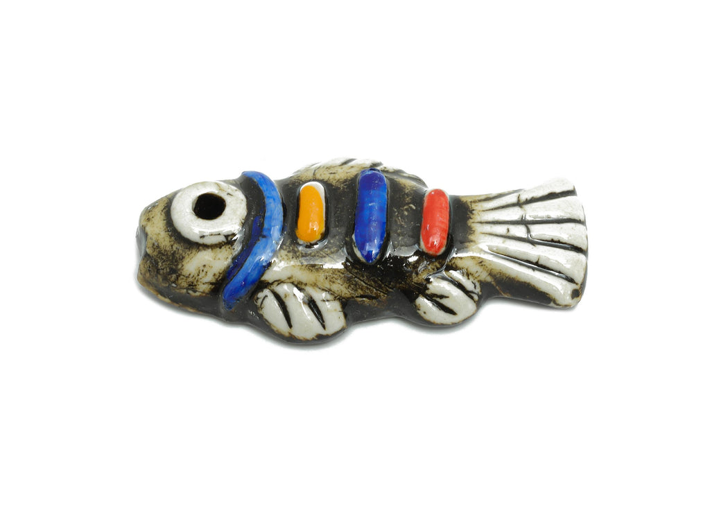 Glazed Ceramic Fish Beads - Craft Beads for Necklace Pendant - Marine Life Beads - Cute Bead for DIY Jewelry - 55x24x10.86mm - NS2792 - DOMEDBAZAAR