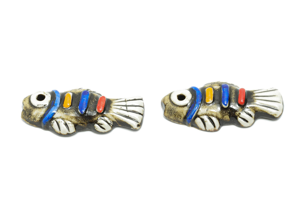Glazed Ceramic Fish Beads - Craft Beads for Necklace Pendant - Marine Life Beads - Cute Bead for DIY Jewelry - 55x24x10.86mm - NS2792 - DOMEDBAZAAR