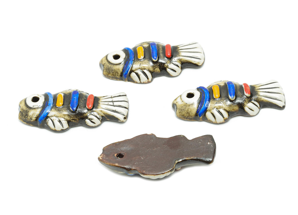 Glazed Ceramic Fish Beads - Craft Beads for Necklace Pendant - Marine Life Beads - Cute Bead for DIY Jewelry - 55x24x10.86mm - NS2792 - DOMEDBAZAAR