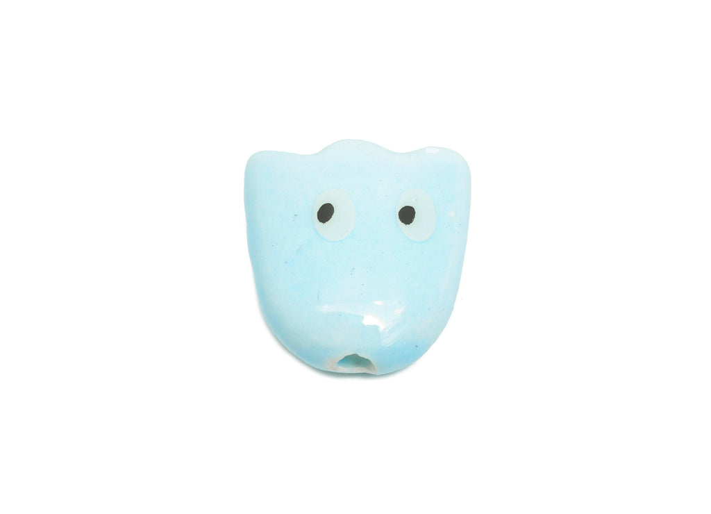 Glazed Ceramic Ghost Bead - Whimsical Handmade Ghost Bead - Quirky Halloween Accessories - Ceramic Beads Jewelry DIY - 15.9x15x7mm - NS2860C - DOMEDBAZAAR