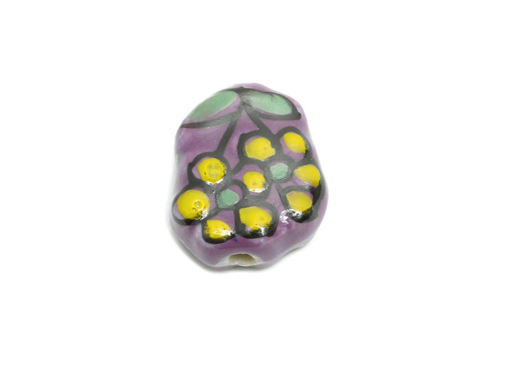 Glazed Ceramic Flower Beads - Daisy Ceramic Bead - Hand-Painted Ceramic Floral Bead - DIY Jewelry Making Nature Bead - 15x13x6.58mm - NS2764 - DOMEDBAZAAR
