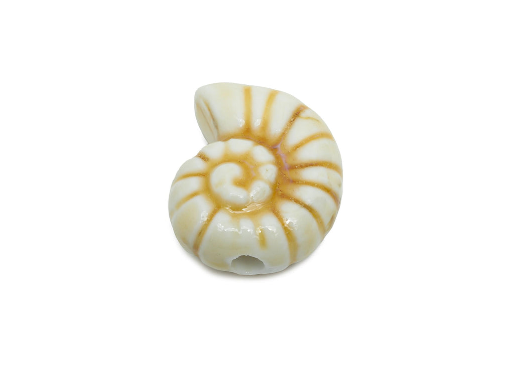 Glazed Ceramic Conch Bead - Craft Spiral Beads for Necklace - Bold Marine Life Beads - DIY Jewelry Making Ocean Charm - 20x16x9mm - NS2804 - DOMEDBAZAAR