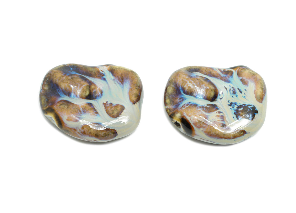 Glazed Ceramic Geometric Beads - Unique Beads Components for Necklace - Abstract Beads - Handmade Making DIY - 32.78x26.82x11.56mm - NS2777A - DOMEDBAZAAR
