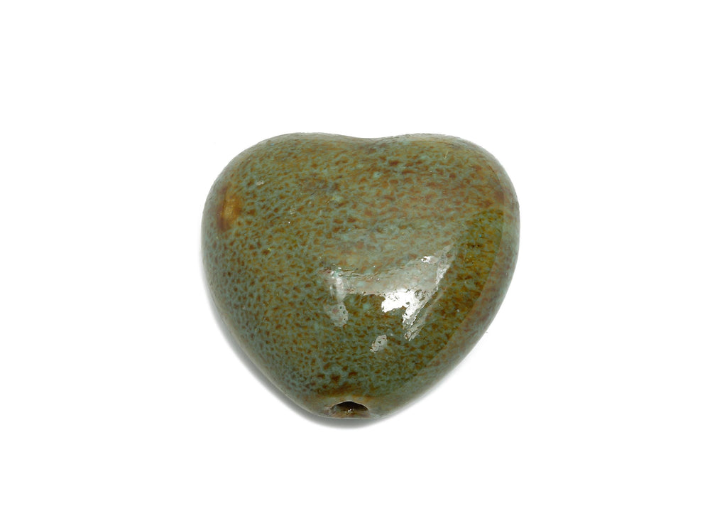 Glazed Ceramic Heart Beads - Vintage Heart Bead for Necklace - Handmade Ceramic Heart Beads - Jewelry Supplies - 32.96x34.89x24mm - NS2796 - DOMEDBAZAAR