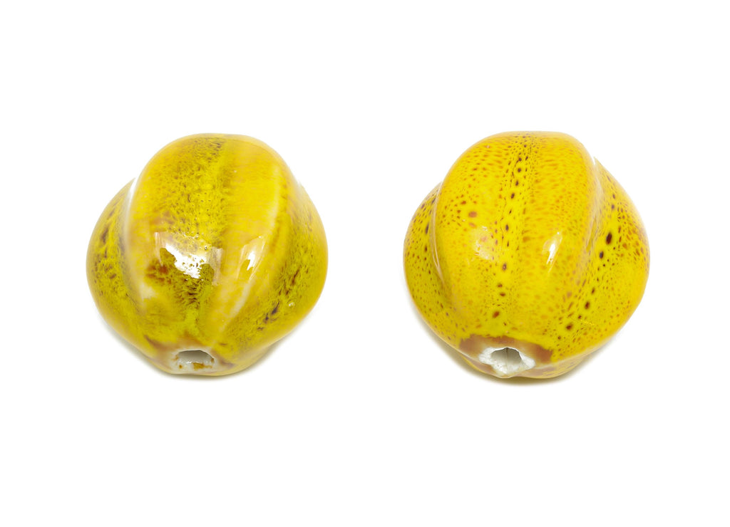 Striped Glazed Ceramic Bead - Craft Beads for Necklace or Bracelet - Rustic Artisan - Textured Ceramic  Making Supplies - 28x26x25mm -NS2809 - DOMEDBAZAAR