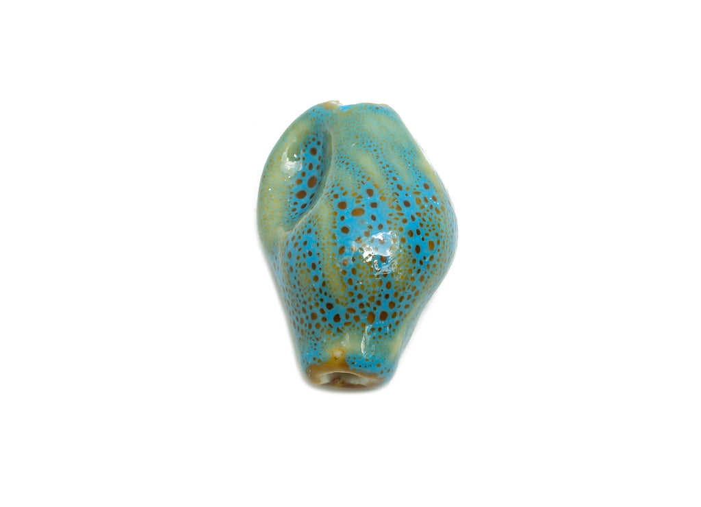 Glazed Ceramic Conch Shell Beads - Textured Shell Beads - Handmade Ceramic Bracelet Beads - Jewelry Component - 22x15.4x12.24mm - NS2846B - DOMEDBAZAAR
