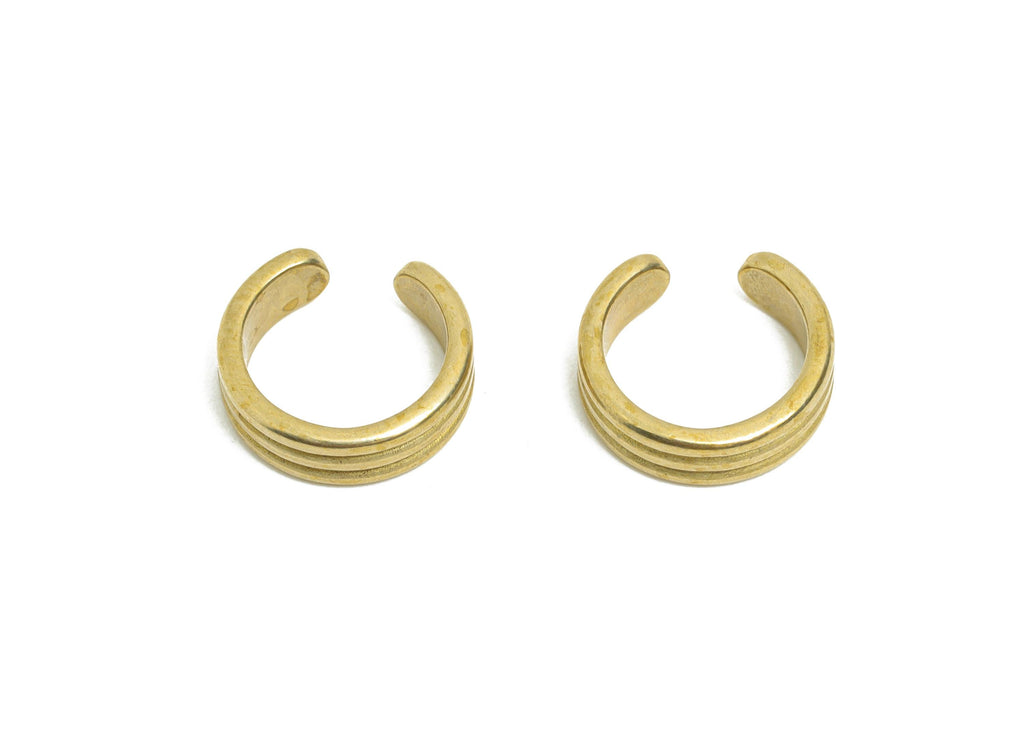 Raw Brass Textured Earring Cuff - Minimalist Layered Ear Cuff - Fashion Earring Findings - Jewelry Making Supplies - 11.8x11.6x1mm - PP11220 - DOMEDBAZAAR