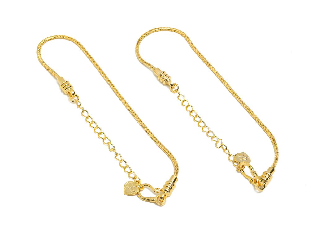 17+5cm Snake Adjustable Chain Bracelet - Open Screw Bracelet For Bead - Unlockable Screw Bracelet Making - 18K Real Gold Plated - RGP10435 - DOMEDBAZAAR