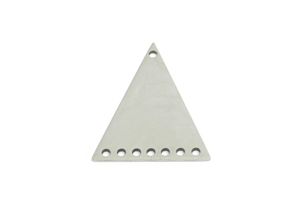 Triangle Connector Pendant - Stainless Steel Geometric Multi-Hole Charm - Triangle Metal Spacer For Handmade - 27.87x22x0.98mm - SS2306 - DOMEDBAZAAR