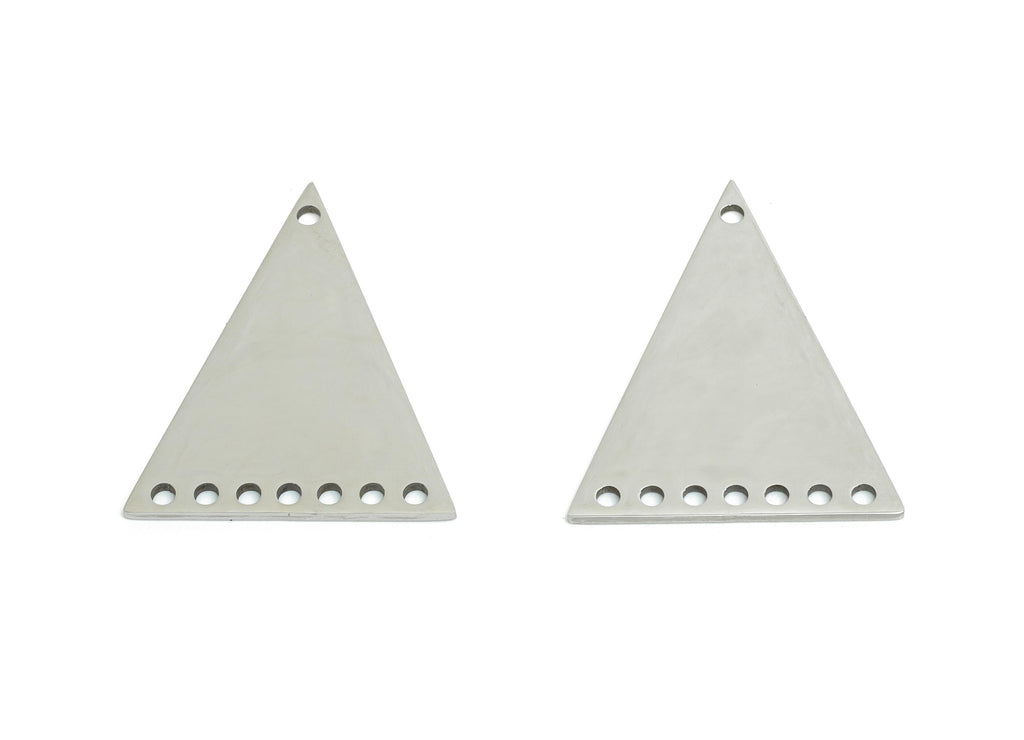 Triangle Connector Pendant - Stainless Steel Geometric Multi-Hole Charm - Triangle Metal Spacer For Handmade - 27.87x22x0.98mm - SS2306 - DOMEDBAZAAR