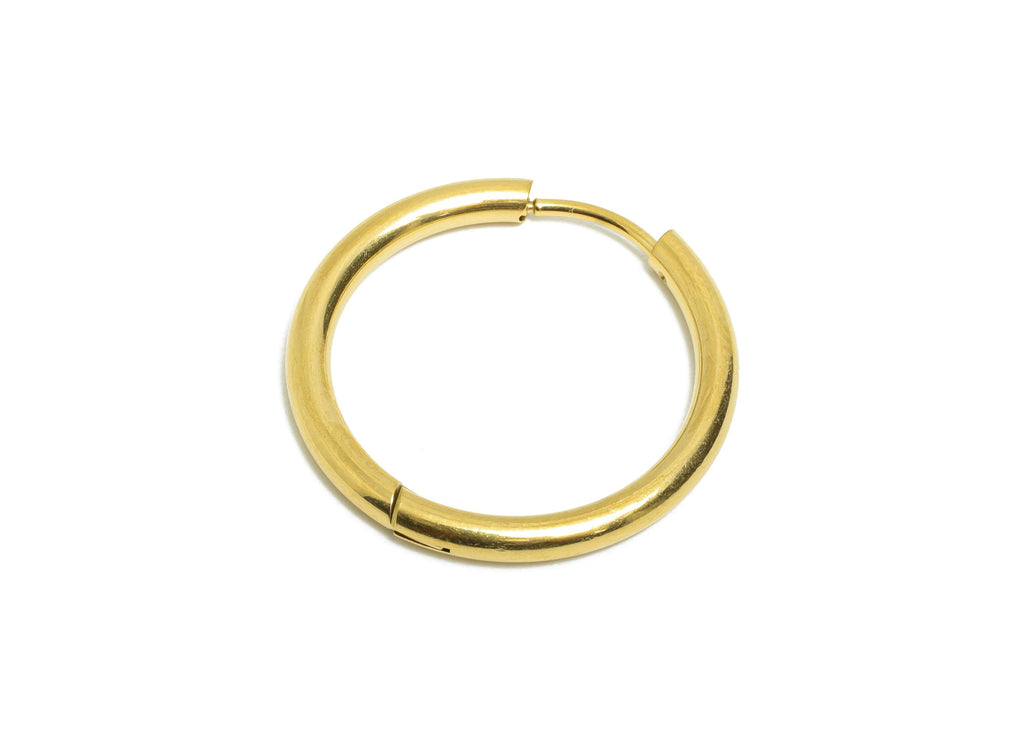 25x2.5mm Steel Hoop Earrings - Elegant Gold Hoop Earring - Minimalist Circle Huggie Earring - 304 Stainless Steel - 25x25x2.5mm - SS1718-20G - DOMEDBAZAAR
