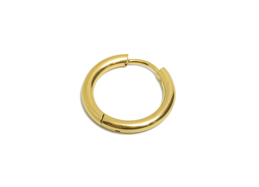 19x2.5mm Steel Hoop Earrings - Elegant Gold Hoop Earring - Minimalist Circle Huggie Earring - 304 Stainless Steel - 19x19x2.5mm - SS1718-14G - DOMEDBAZAAR