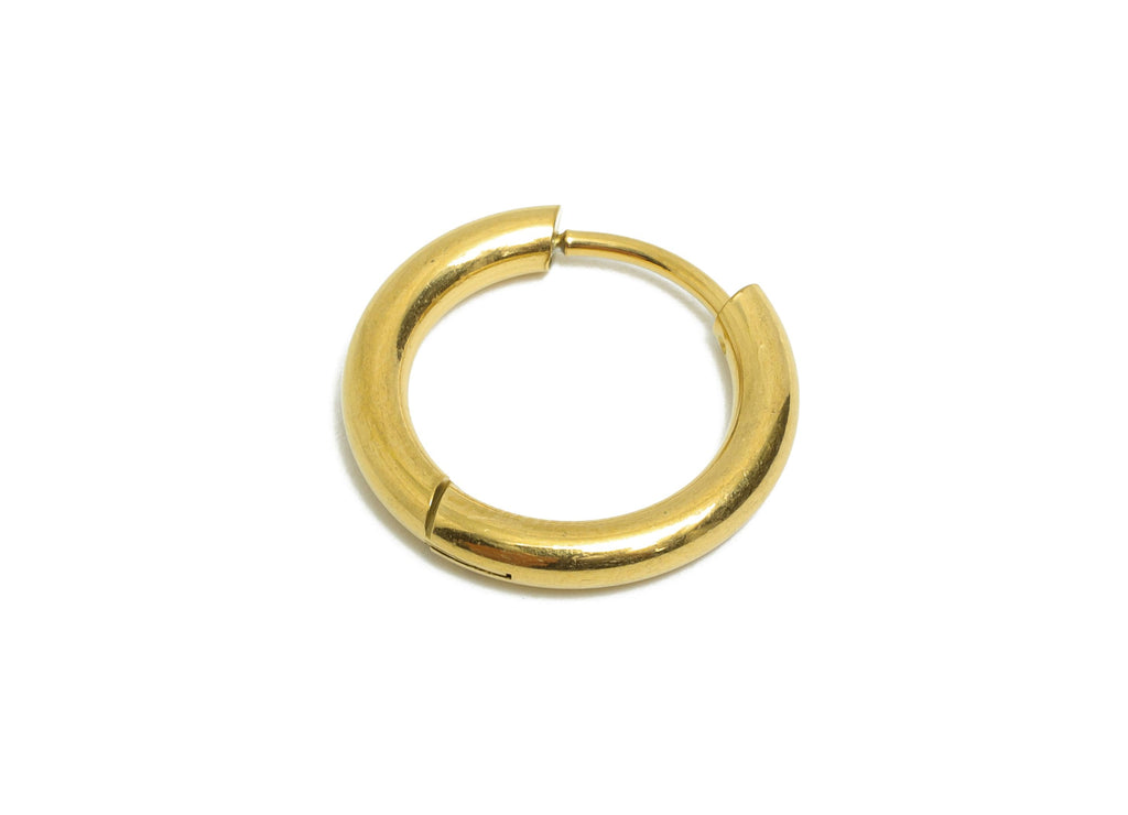 17x2.5mm Steel Hoop Earrings - Elegant Gold Hoop Earring - Minimalist Circle Huggie Earring - 304 Stainless Steel - 17x17x2.5mm - SS1718-12G - DOMEDBAZAAR