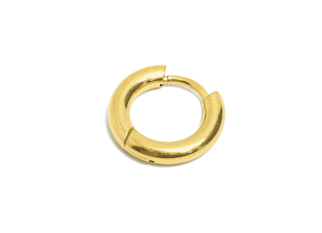 13x2.5mm Steel Hoop Earring - Elegant Gold Hoop Earring - Minimalist Circle Huggie Earring - 304 Stainless Steel - 13.2x13x2.5mm - SS1718-8G - DOMEDBAZAAR