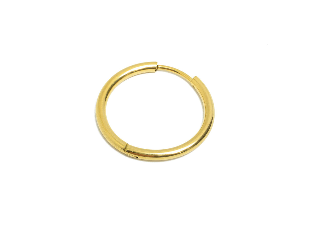22x2mm Steel Hoop Earrings - Elegant Gold Hoop Earring - Minimalist Circle Huggie Earring - 304 Stainless Steel - 22.1x22.1x2mm - SS1717-18G - DOMEDBAZAAR
