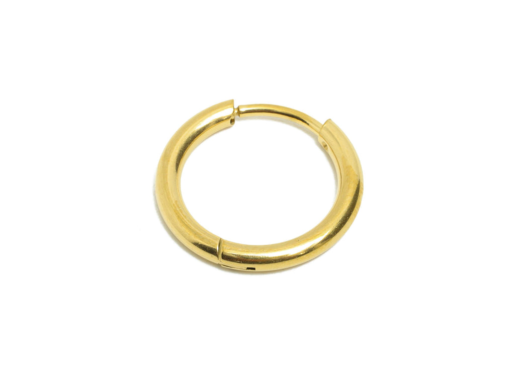 16x2mm Steel Hoop Earrings - Elegant Gold Hoop Earring - Minimalist Circle Huggie Earring - 304 Stainless Steel - 16x16mm - SS1717-12G - DOMEDBAZAAR