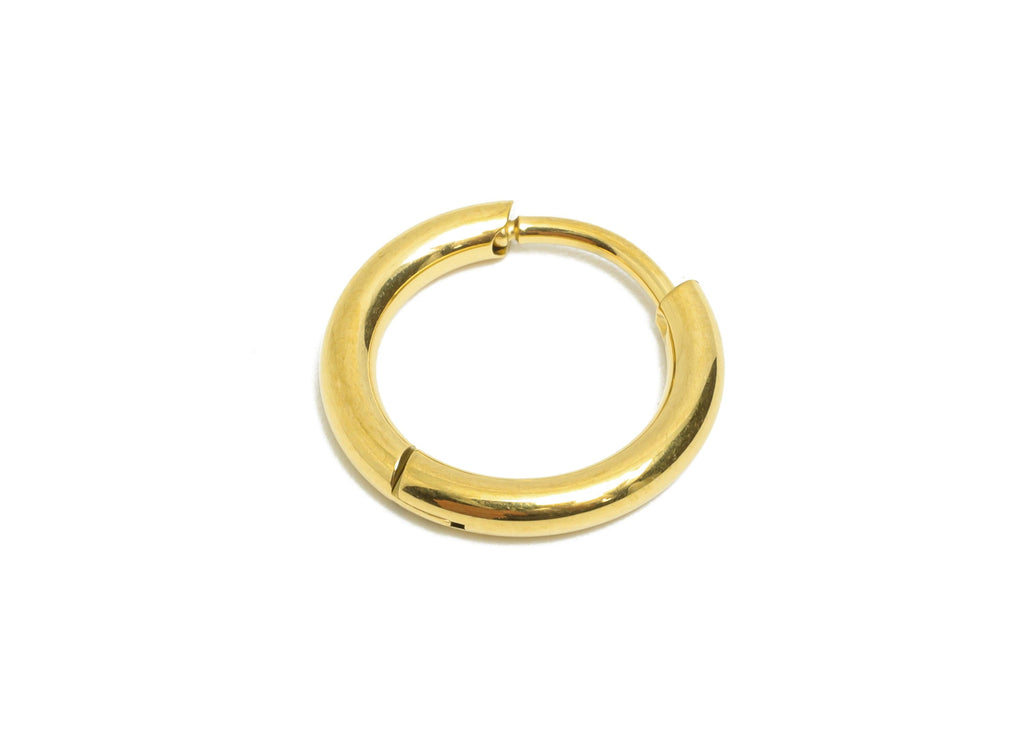 14x2mm Steel Hoop Earrings - Elegant Gold Hoop Earring - Minimalist Circle Huggie Earring - 304 Stainless Steel - 14x14x2mm - SS1717-10G - DOMEDBAZAAR
