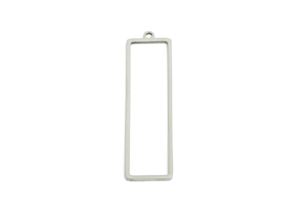 Steel Frame Bar Charm - Customizable Lightweight Rectangle For DIY Craft - Stainless Steel Geometric Link for Earring - 37x9x0.98mm - SS2335 - DOMEDBAZAAR