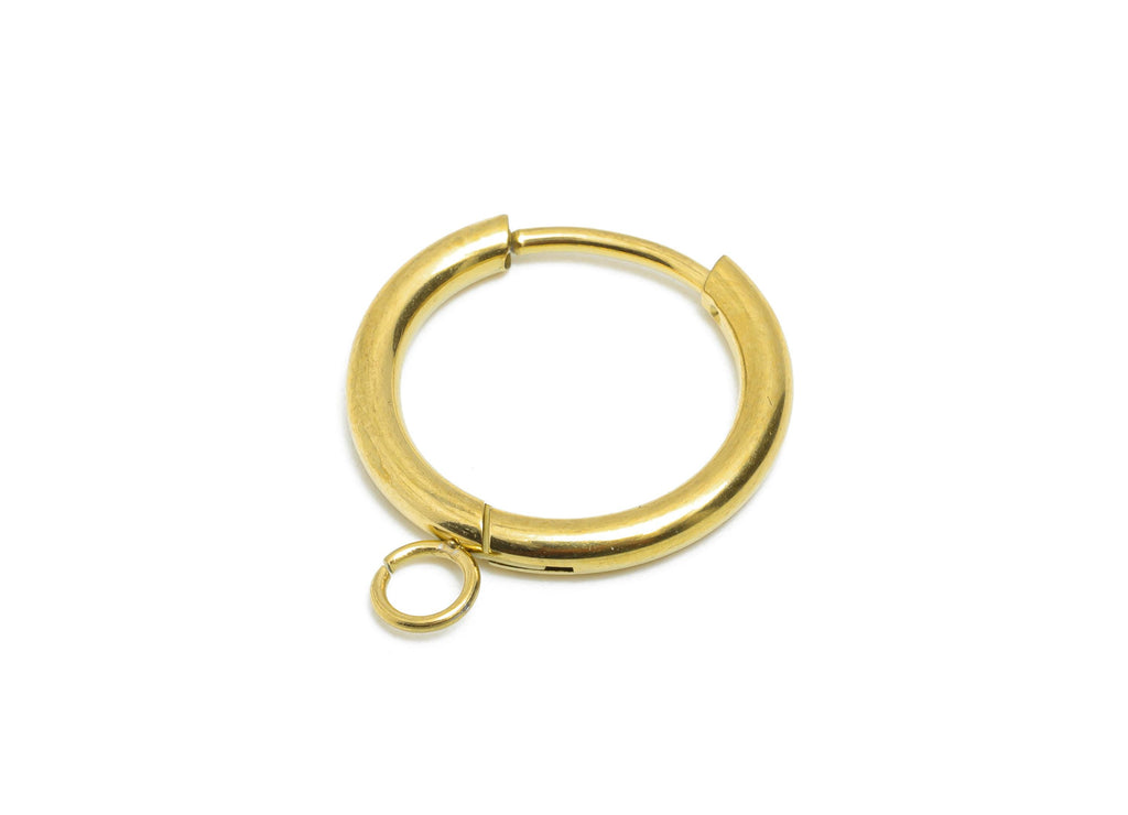 Steel Hoop Earrings - Gold Hoop Earring Clasp with Loop - Minimalist Circle Huggie Earring - 304 Stainless Steel - 19.7x15.96x2.1mm - SS2222 - DOMEDBAZAAR