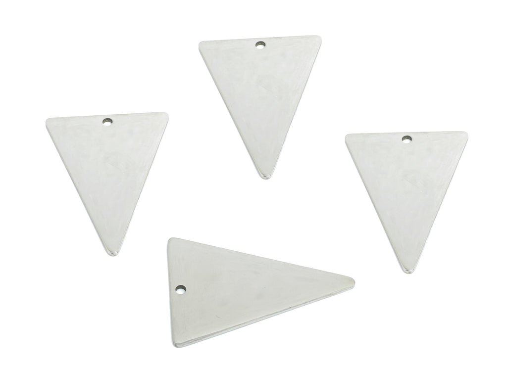 Steel Triangle Pendant - Stainless Steel Geometric Earring Charm - Triangle Metal Sleek For Handmade - Modern Charm - 28x20x0.98mm - SS2530 - DOMEDBAZAAR