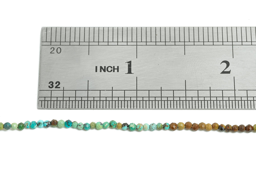 2mm Turquoise Natural Stone - Faceted Round Turquoise 15.5inch&#39;/Strand - Sparkling Gemstone Beads for Handmade - Faceted Beads - NS2450 - DOMEDBAZAAR