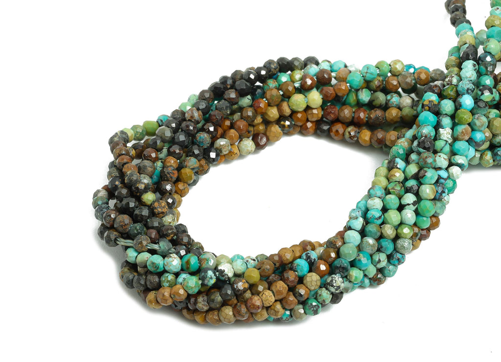 2mm Turquoise Natural Stone - Faceted Round Turquoise 15.5inch&#39;/Strand - Sparkling Gemstone Beads for Handmade - Faceted Beads - NS2450 - DOMEDBAZAAR