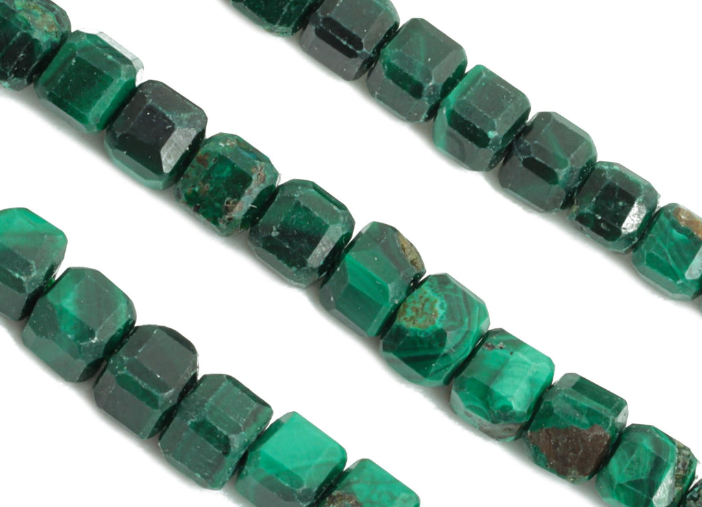 2mm Malachite Natural Stone - Faceted Cube Malachite 15.5inch&#39; /Strand - Geometry Gemstone Beads for Handmade - Faceted Beads - NS2438 - DOMEDBAZAAR