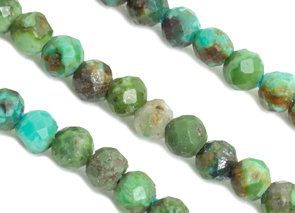 2mm Turquoise Natural Stone Beads - Round Faceted Turquoise 15.5 inch /Strand - Gemstone Beads for Handmade - DIY Crafting Beads - NS2460 - DOMEDBAZAAR