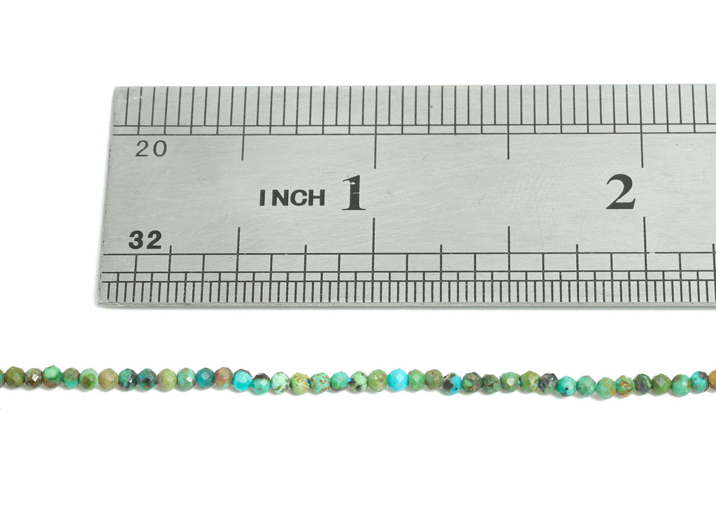 2mm Turquoise Natural Stone Beads - Round Faceted Turquoise 15.5 inch /Strand - Gemstone Beads for Handmade - DIY Crafting Beads - NS2460 - DOMEDBAZAAR