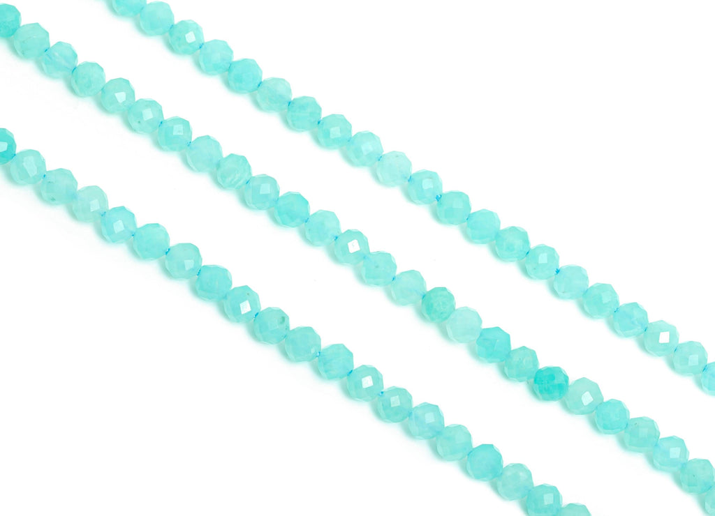 4mm Amazonite Natural Stone Bead - Faceted Round Amazonite 15.5 inch /Strand - Sparking Gemstone Bead for Handmade - Crafting Bead  - NS2527 - DOMEDBAZAAR