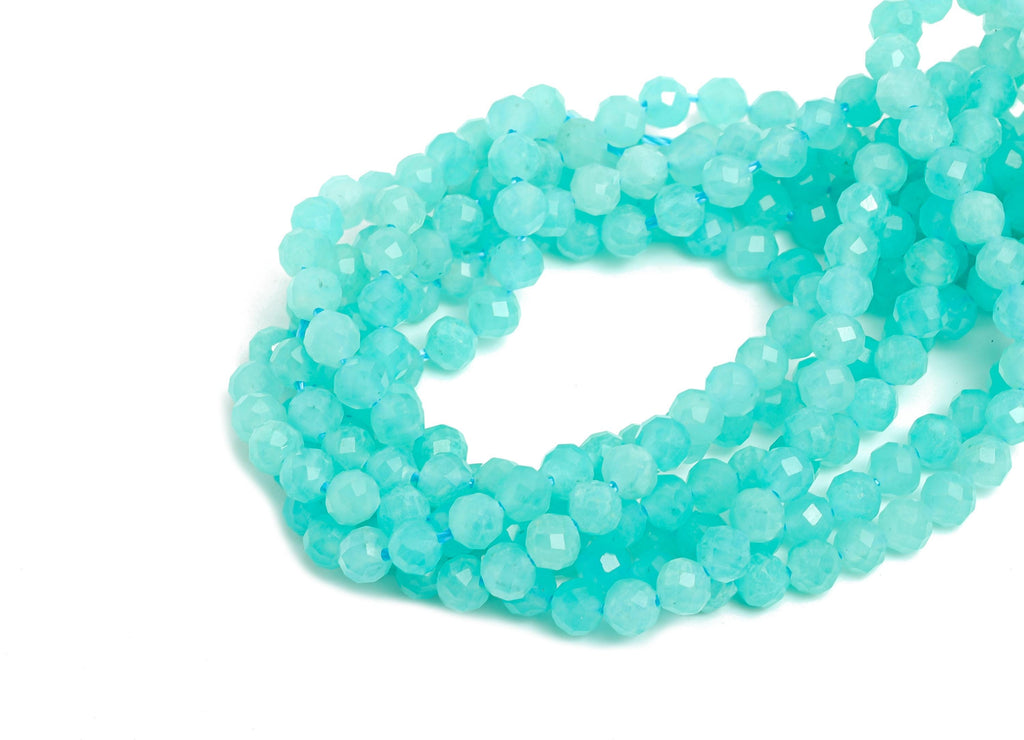 4mm Amazonite Natural Stone Bead - Faceted Round Amazonite 15.5 inch /Strand - Sparking Gemstone Bead for Handmade - Crafting Bead  - NS2527 - DOMEDBAZAAR