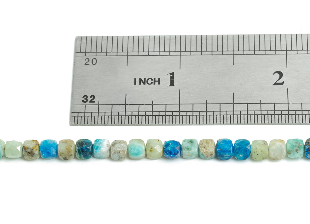 Apatite Natural Stone Beads - Faceted Cube Apatite 16 inch /Strand - Gemstone Beads for Handmade - Crafting Bead - Jewelry Making - NS2687 - DOMEDBAZAAR
